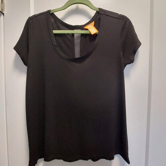 JOE FRESH Women's Black Cap Sleeves Knit Tee-Shirt w/Mesh Panel in Back - XS/TP - Picture 2 of 10